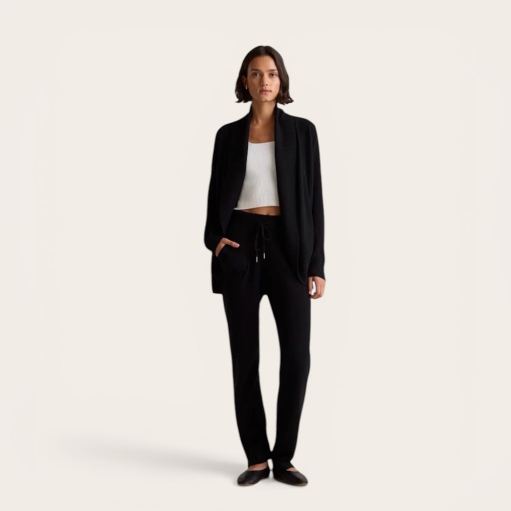Quince 100% Mongolian Cashmere Shawl Collar Cardigan Black Medium NWT